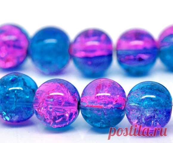 DoreenBeads горячей 160 шт. Синий и Розовый Crackle Стеклянные Бусины 10 мм (B12249) купить в магазине DoreenBeads Finding Store на AliExpress