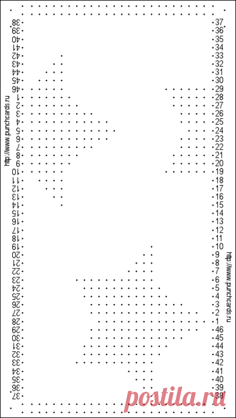 Просмотр рисунка перфокарты с раппортом 24 петли, пересчёт на две фонтуры, печать перфокарты