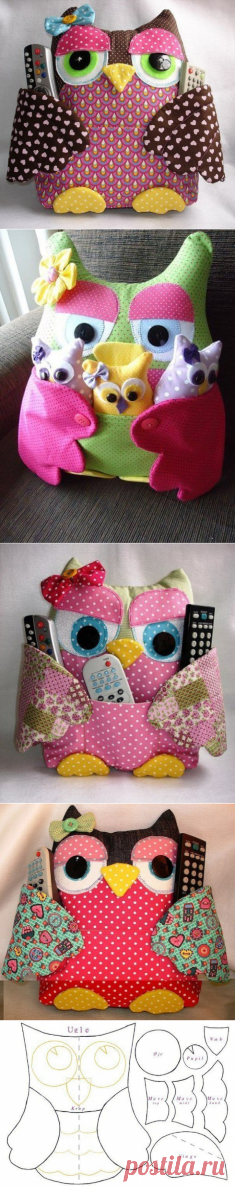 Совы-подушки с кармашками. Идеи и выкройка