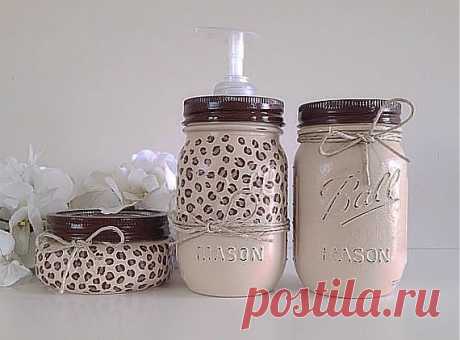 Painted Mason Jars Home Decor Bathroom Decor... / Handmade / ДЕКОР ПРЕДМЕТОВ / Pinme.ru / Ravlik Ravlik