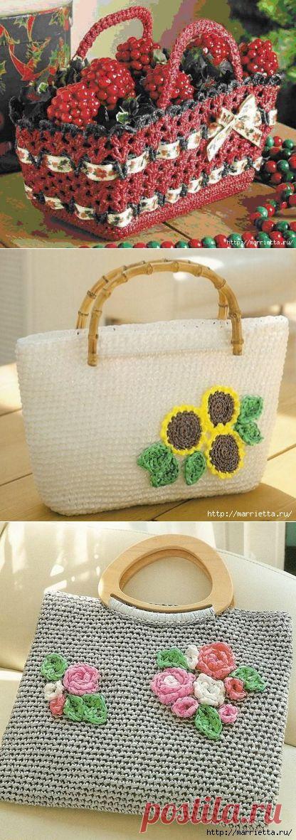 Корзинка и сумки крючком из полиэтиленовых пакетов.