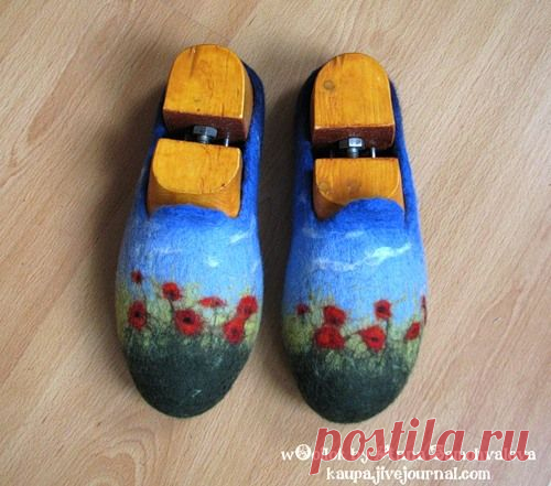 Валяем тапочки с маками! - Ярмарка Мастеров - ручная работа, handmade