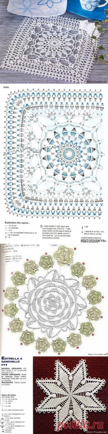 3 ч. Шикарные салфеточки крючком. Схемы и применение.