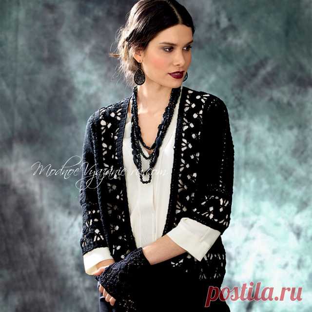 Жакет с отделкой брюгге - Crochet Modnoe Vyazanie
