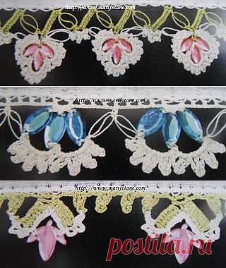 Pul ve Taş Boncukla 4 Yeni Tığ Oyası Modeli | Marifetane- İğne Oyası ve Açıklamalı modeller