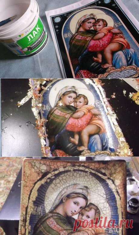 Декупаж иконы с поталью.Мастер класс
