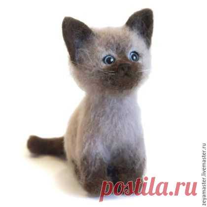 Купить Котенок сиамский игрушка из шерсти - кот, котенок, игрушка котенок, сиамский котенок