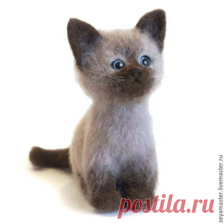Купить Котенок сиамский игрушка из шерсти - кот, котенок, игрушка котенок, сиамский котенок