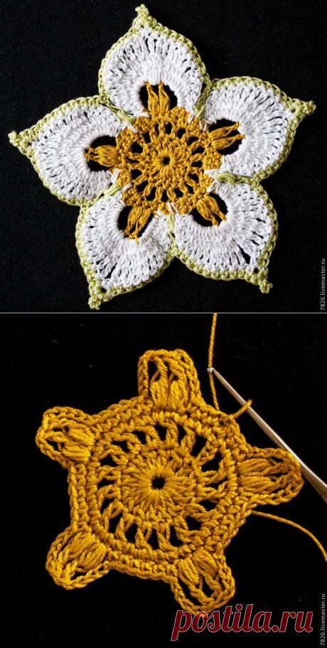Вяжем крючком авторский элемент - Ярмарка Мастеров - ручная работа, handmade