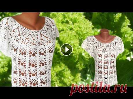 МК4 - ТУНИКА - &quot;7-ананасов&quot; - расчет на рукавах и очень лёгкий узор вязанный крючком☑ Подробный МК как сделать тунику① Основные уроки/ DIY:?...