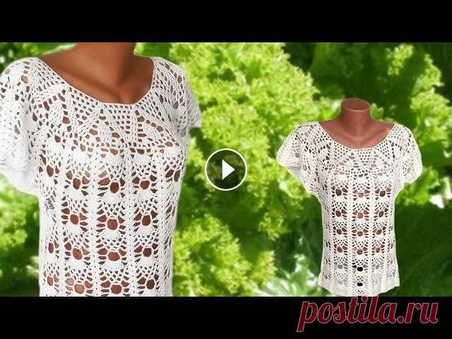 МК4 - ТУНИКА - "7-ананасов" - расчет на рукавах и очень лёгкий узор вязанный крючком☑ Подробный МК как сделать тунику① Основные уроки/ DIY:?...