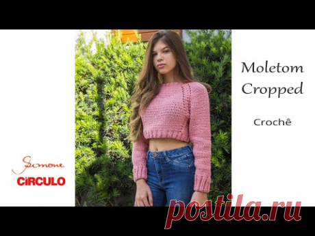 Moletom Cropped de Crochê em Crochê passo a passo Prof. Simone Eleotério