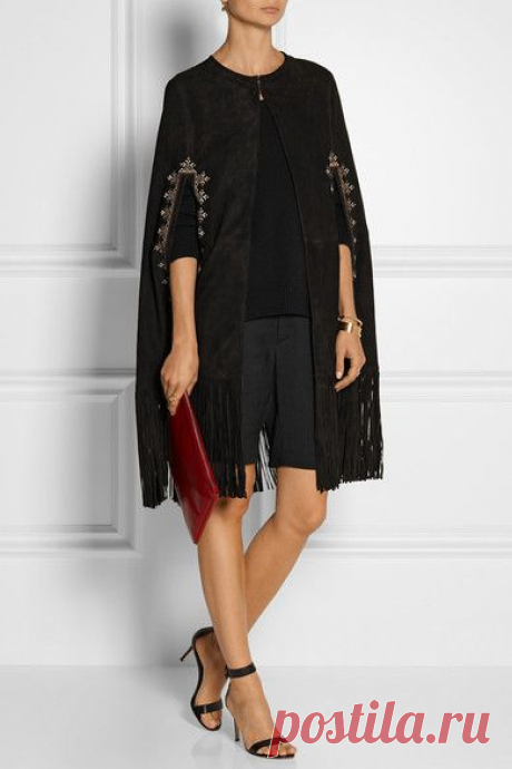 Талита | Gharu бахромой замши мыс | NET-A-PORTER.COM