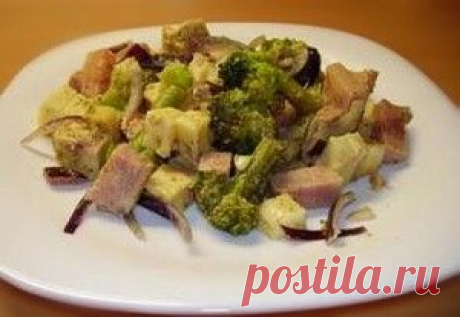 Брокколи с ветчиной и сыром