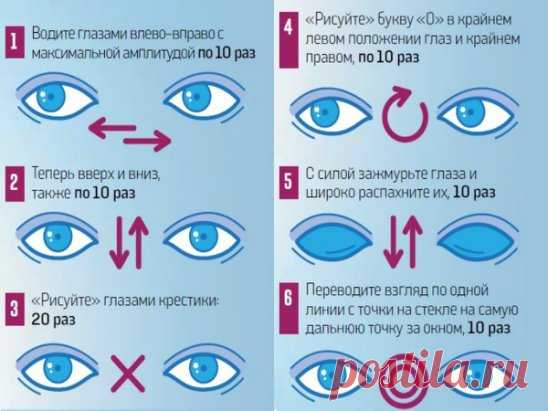 Ради хорошего зрения не пожалейте 10 минут в день 
Зарядка для глаз творит чудеса, если делать ее регулярно. Из предложенных 10 упражнений можно выбрать пять, но всему комплексу нужно посвящать примерно 10 минут каждый день. 
1. Поморгайте часто в течение двух минут — это нормализует внутриглазное кровообращение. 
2. Скосите глаза вправо, а затем переведите взгляд по прямой линии. Проделайте то же самое в противоположном направлении. 
3. Ощутите темноту. Считается, что пог...