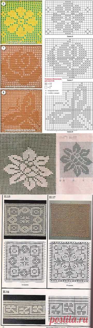 Узоры и схемы для филейного вязания крючком | Вязание крючком и спицами