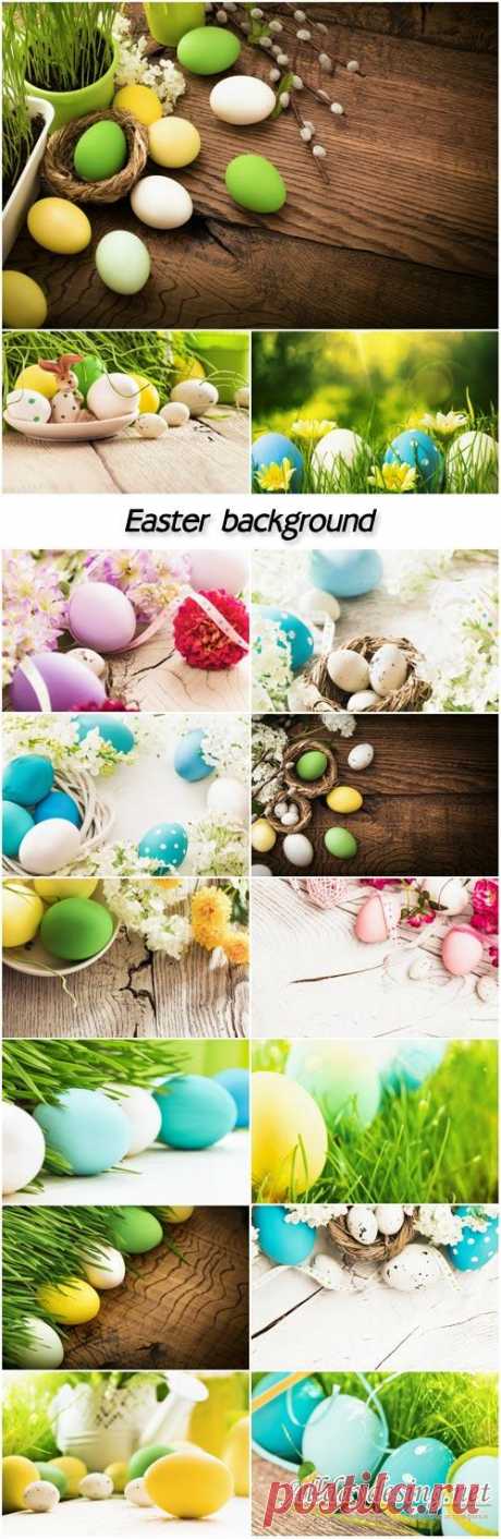 Easter background with Easter eggs and spring flowers » Alldaydesing.net - Искусство графики, элементы дизайна