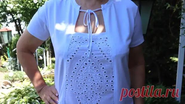 Придумала способ красиво увеличить размер футболки. Теперь это чудесная блузка, которая подойдет для любого случая - Сам себе мастер - Медиаплатформа МирТесен