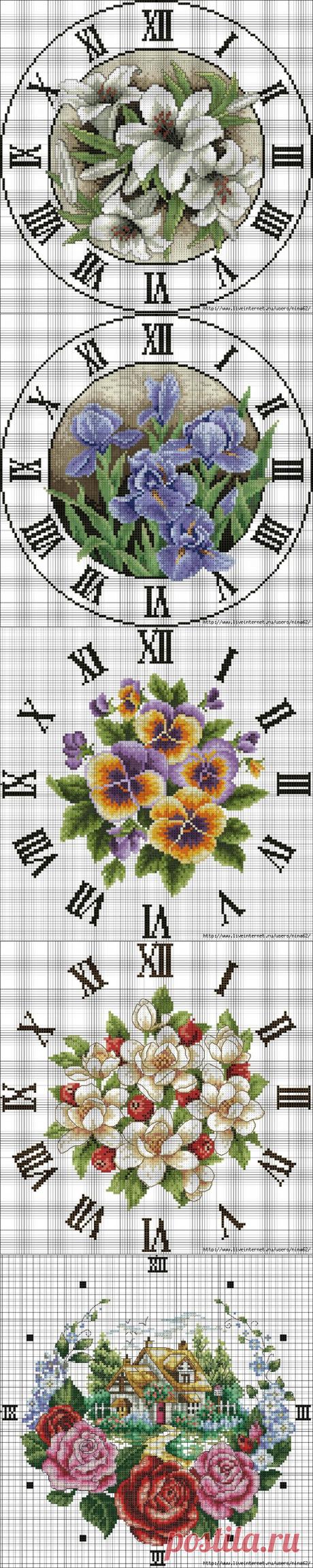 Вышитые часы - 16 схем для вышивки | Вышивка крестом