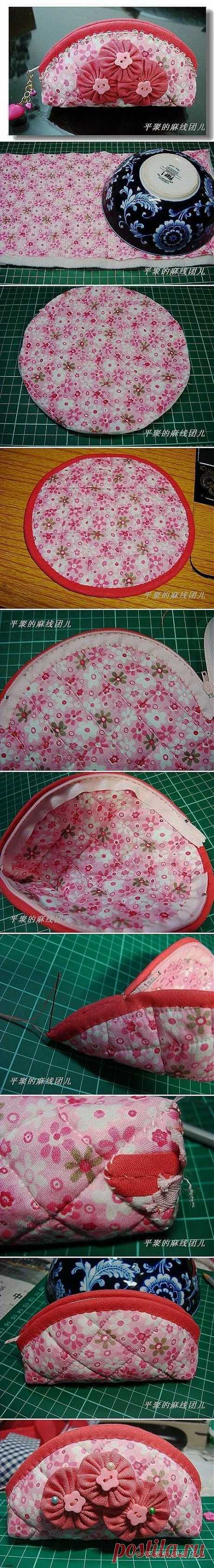 DIY Small Pouch with Flower | Carteras