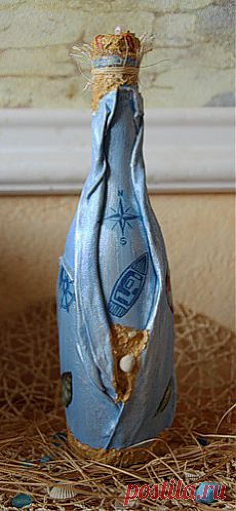 Бутылка Старый Маяк (декупаж с объемными эффектами) - Ярмарка Мастеров - ручная работа, handmade