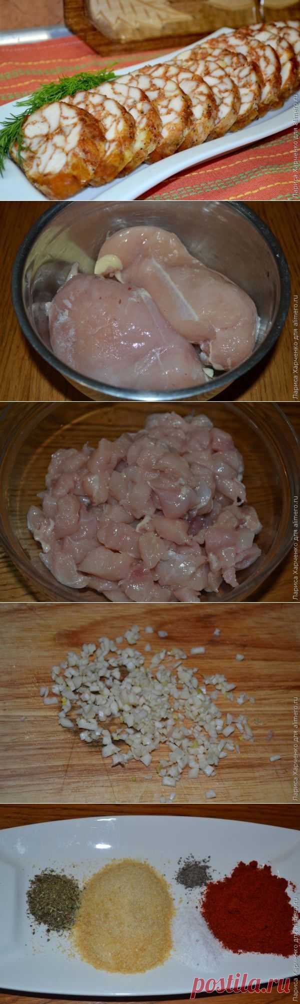 "Мраморный" рулет из куриного мяса