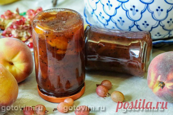 Варенье из крыжовника с персиками на агаре. Рецепт с фото Для этого варенья подойдет любой крыжовник (красный, зеленый). Главное, чтобы он был спелым. Избавляться от косточек не будем, как это делали для джема и конфитюра. Потому что вместе с крыжовником варим персики, которые дадут варенью не только сладость, но и сделают его более «сочным». Лишнюю жидкость загустим агар-агаром. пробуем?