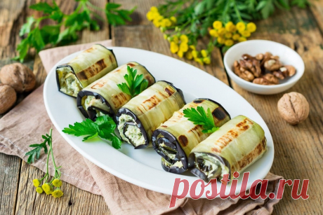 Рулетики из баклажанов с сыром Роскошная праздничная закуска из баклажанов с нежной сырной начинкой