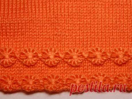 Узор &quot;Цветы в ряд&quot; из обвитых петель - knitting-pro.ru - От азов к мастерству