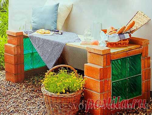 Делаем садовую скамью своими руками из кирпичей и стеклоблоков « МЫ ДЕЛАЕМ ВСЕ СВОИМИ РУКАМИ