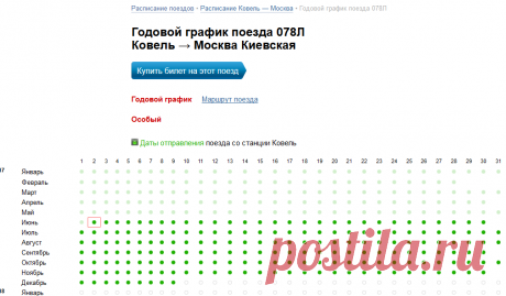 Годовое расписание движения поездов 078Л Ковель — Киевский вокзал