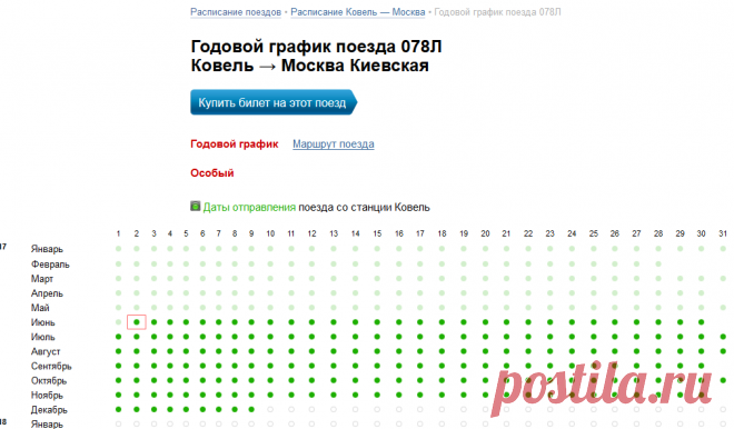 Годовое расписание движения поездов 078Л Ковель — Киевский вокзал