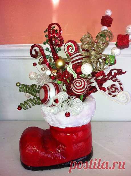 Christmas Boot Centerpiece / Handmade / хендмейд / Pinme.ru / Лола Солнце