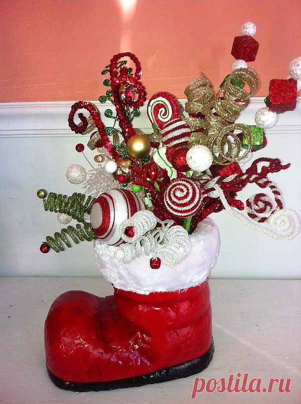 Christmas Boot Centerpiece / Handmade / хендмейд / Pinme.ru / Лола Солнце