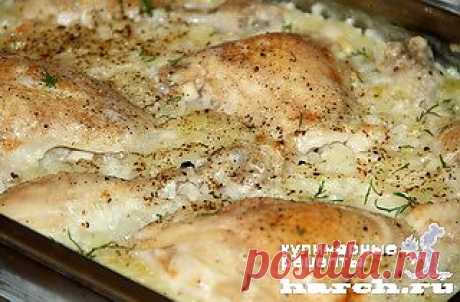 Курица с рисом запеченная в духовке.