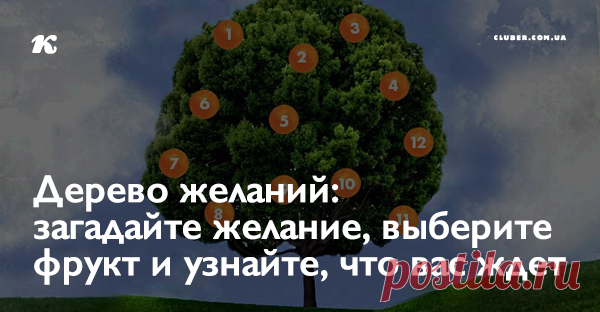 Дерево желаний: загадайте желание, выберите фрукт и узнайте, что вас ждет Загадайте желание и выберите один из фруктов на дереве. Под деревом вы найдете ответ и узнаете, сбудется ли оно…