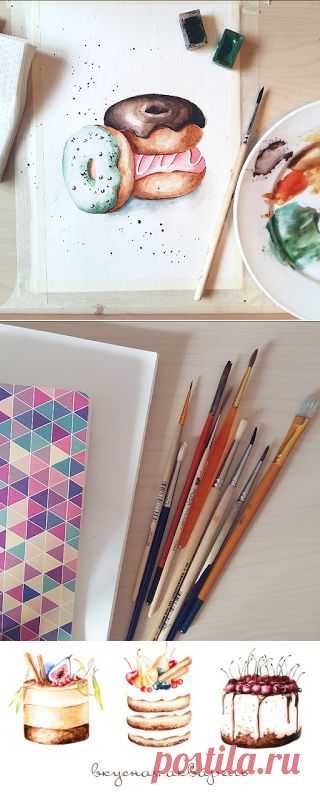 My watercolor cakes