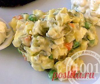 Рецепт салата Оливье с рыбой и икрой - Салат Оливье . 1001 ЕДА вкусные рецепты с фото!