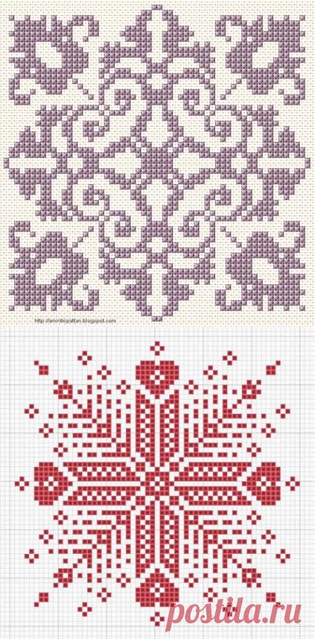 Графические орнаменты для вышивки. /