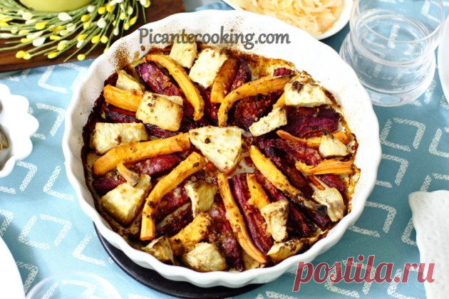 Запечені кореневі овочі з медом та гірчицею | Picantecooking