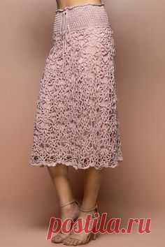 Saia Midi Crochet Velvet Madrepérola - Vanessa Mon - vanessamontoro