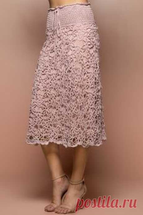 Saia Midi Crochet Velvet Madrepérola - Vanessa Mon - vanessamontoro