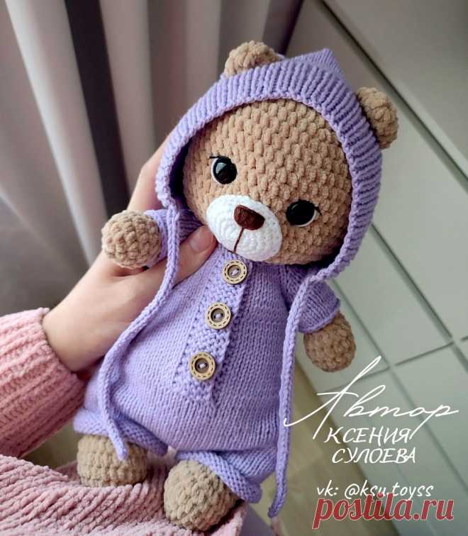 PDF Мишка Дюди крючком. FREE crochet pattern; Аmigurumi toy patterns. Амигуруми схемы и описания на русском. Вязаные игрушки и поделки своими руками #amimore - плюшевый медведь, большой медвежонок, мишка из плюшевой пряжи.