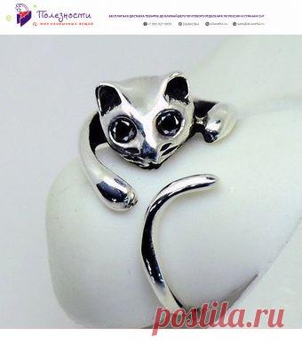 Оригинальное кольцо для женщин "Серебряная кошка"