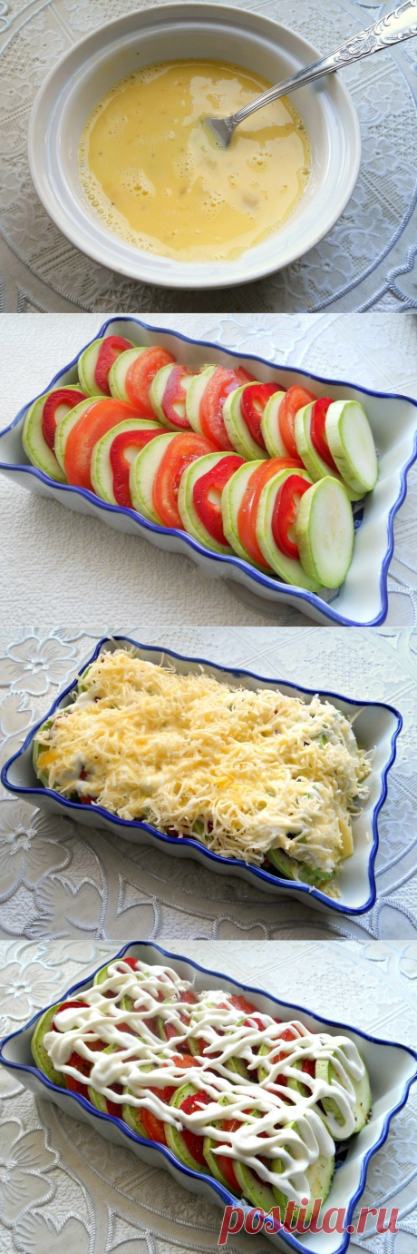 Как приготовить кабачки, запеченные с помидорами и сыром. - рецепт, ингридиенты и фотографии