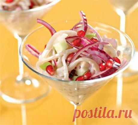 Салат из кальмаров с гранатами, салат. Пошаговый рецепт с фото на Gastronom.ru