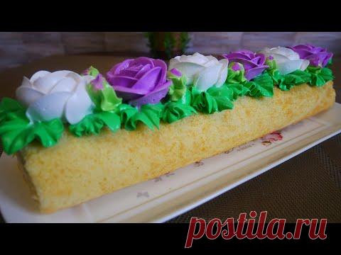 Бисквитный рулет с крем чиз на молочном шоколаде и ананасовым конфитюром