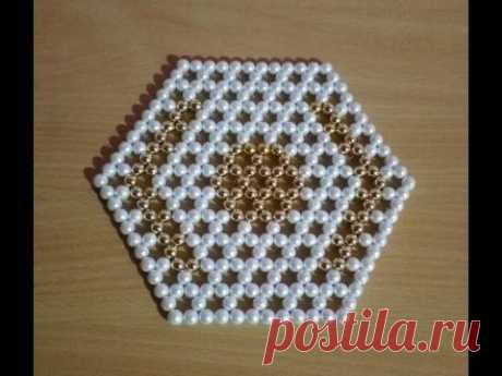 Hand Made Pearl Beaded Table Mat Design # 7 New Pearl Beaded Table Mat Design for All. This design is made by using these things. 1. Pearls in White and Golden Colours 2. Tangus or Plastic Wire 3. Poin...