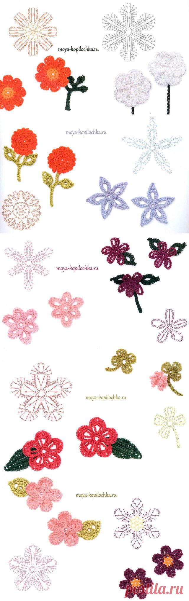 Вязаные цветы. 100 цветочных мотивов для вязания крючком со схемами | Подружки