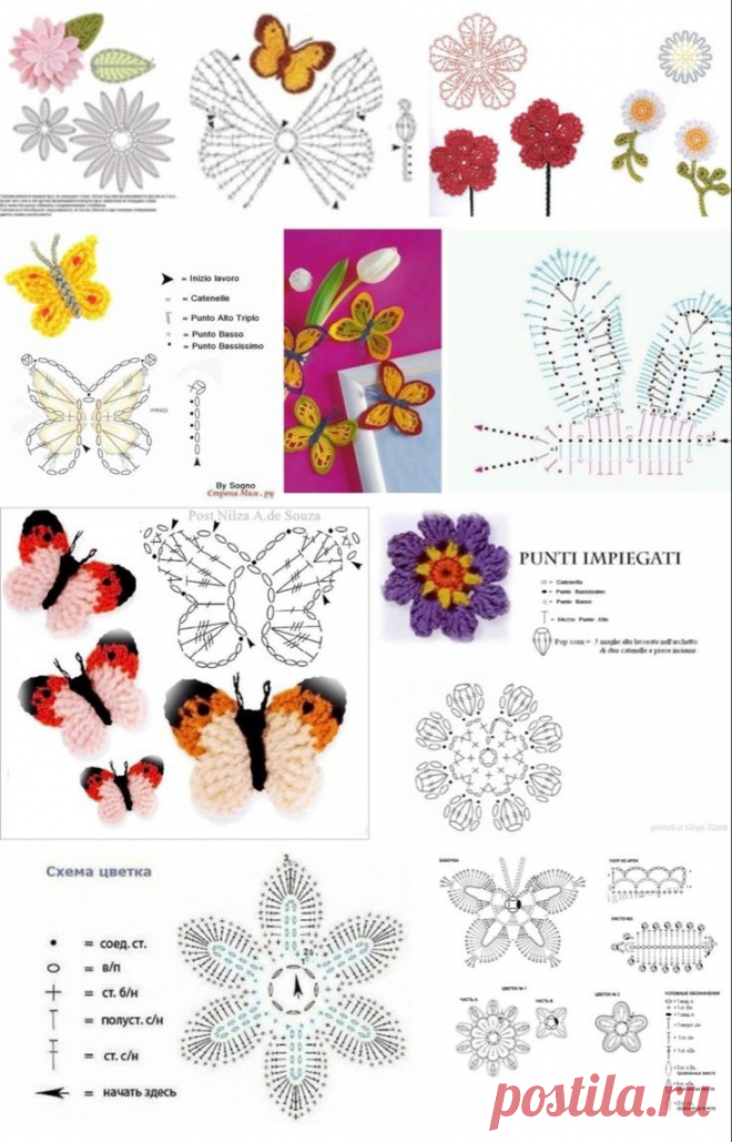 Вязаные цветы крючком - Много идей для вдохновения | Вязание крючком | Дзен